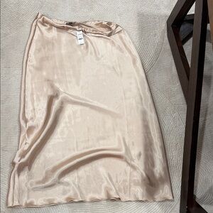 Express Blush Satin Midi Skirt